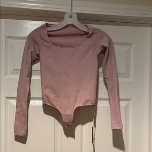Skims Pink Long Sleeve One Piece